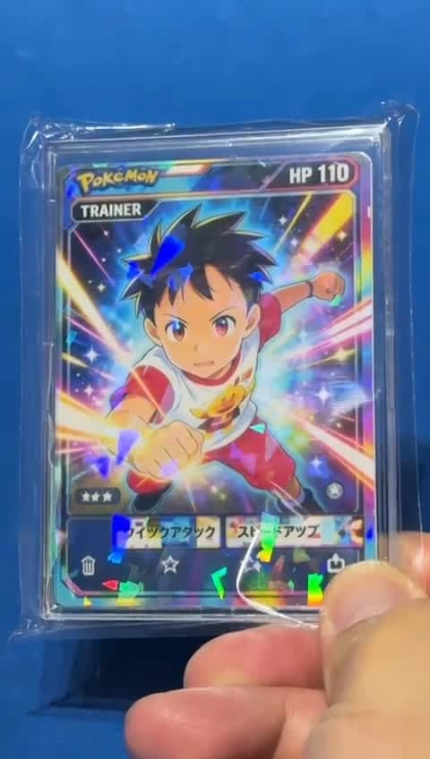 A guest holding their printed character card in its clear case.