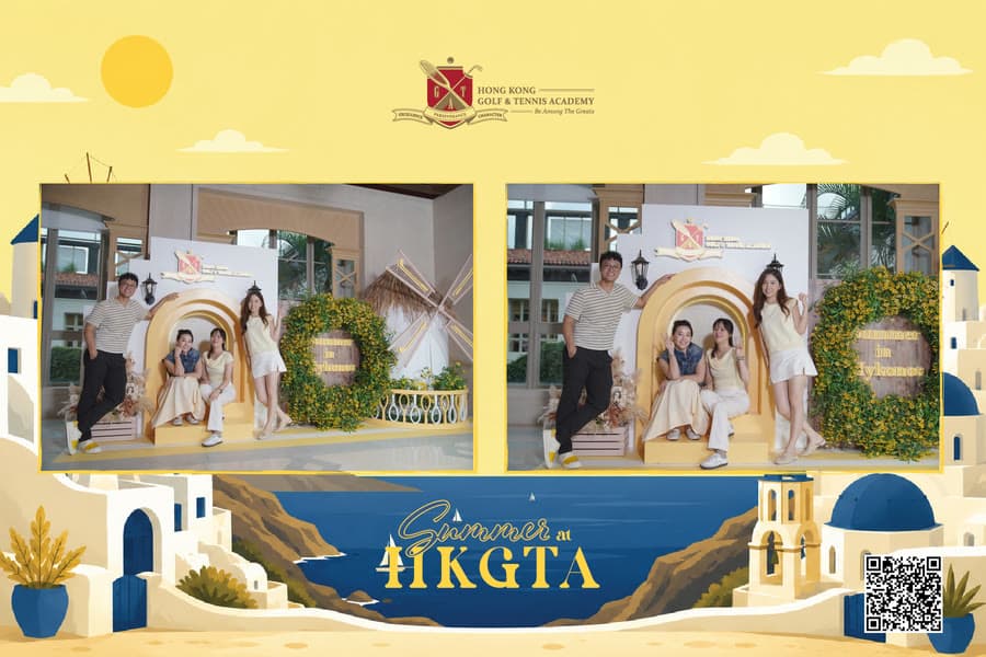 A branded HKGTA summer print with two event photos in a Mediterranean frame.